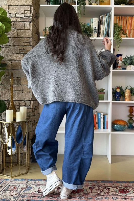 Big Softie Funnel Grunge Knit Grey Marl 